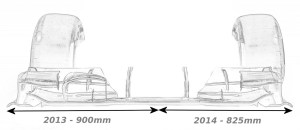 The front wing is now slightly narrower